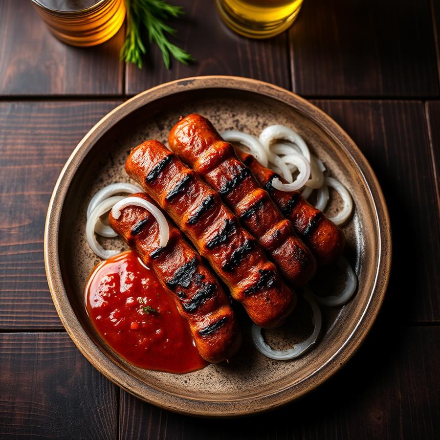 Cevapcici mit Ajvar & Zwiebeln