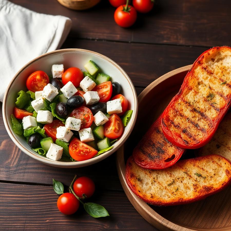 Gegrillte Peperoni mit Knoblauchbrot